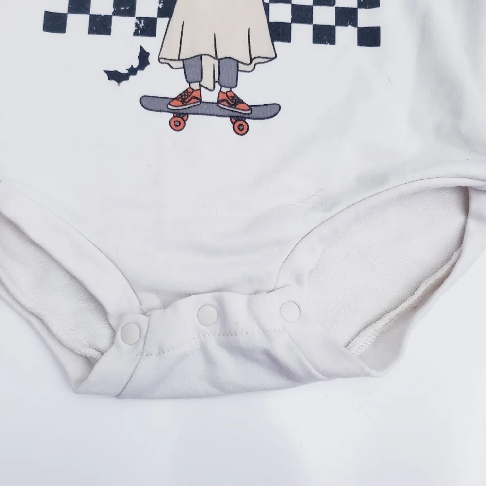 Creepin It Real Skater Ghost Long Sleeve Onesie Plaid Halloween